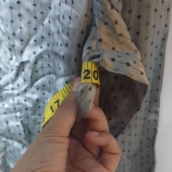 Vintage Alfani Green Gray Polka Dot Green 100% Silk Button Front Women's Small 6 - Picture 7 of 8